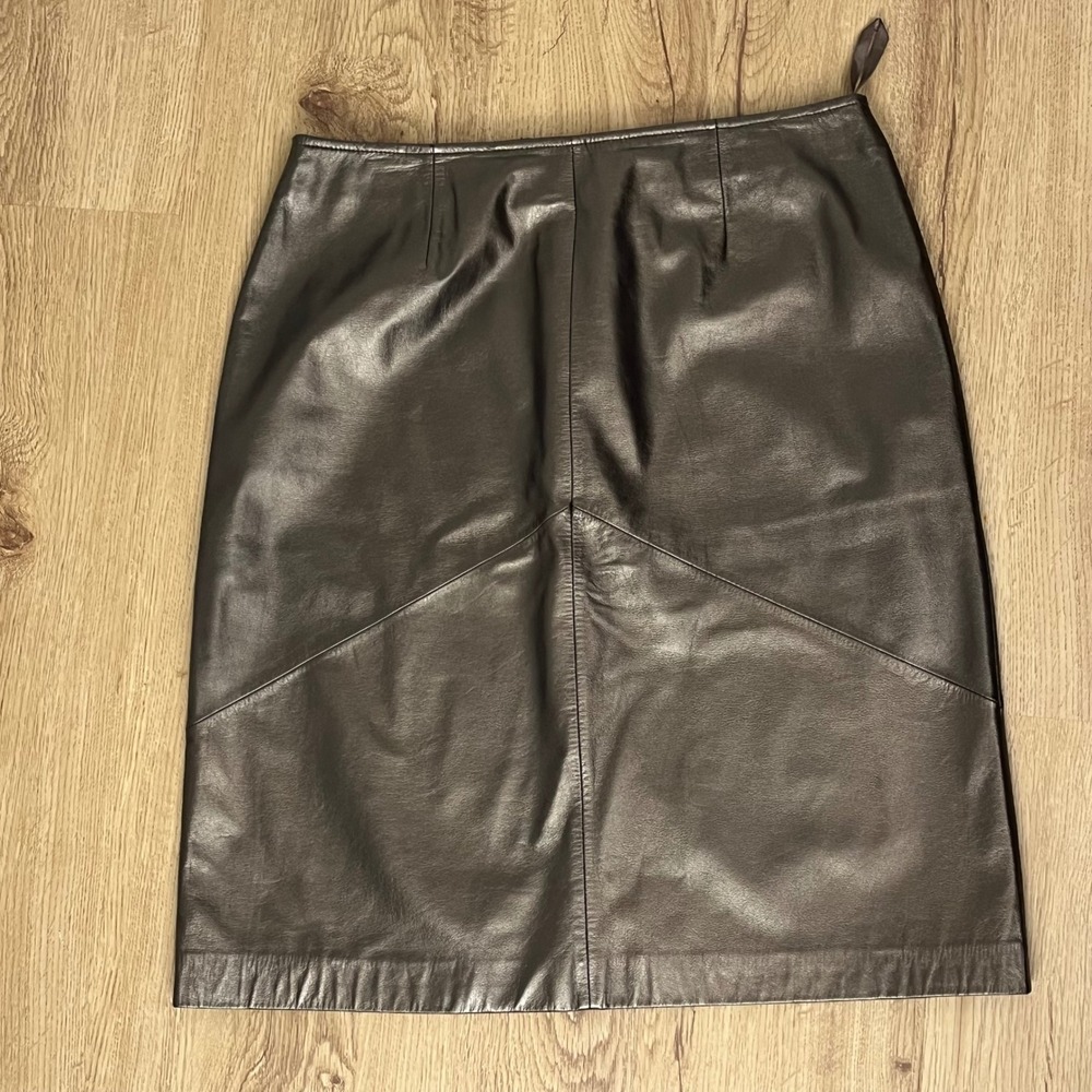 Vintage Leather‎ Pencil Skirt Womens Size 10 Brown Classic 90s alternative